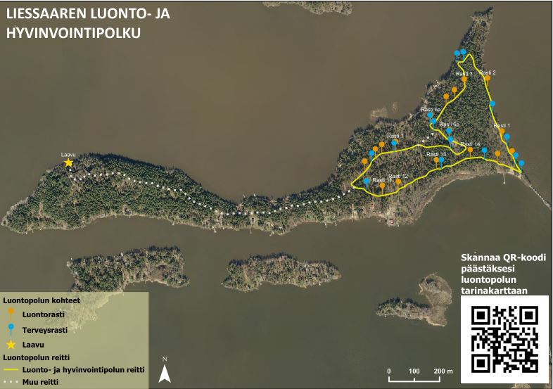 Liessaaren luontopolun kartta - Lohja