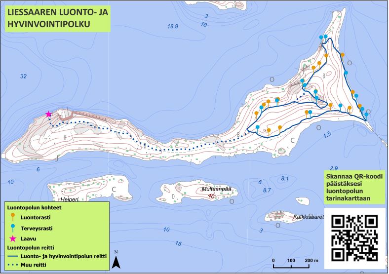 Liessaaren luontopolun kartta - Lohja