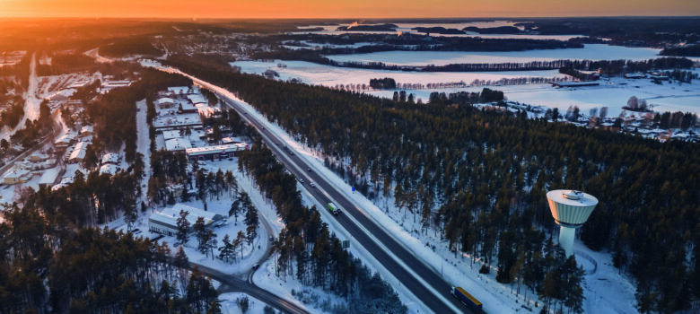 Talvinen ilmakuva Lohjasta